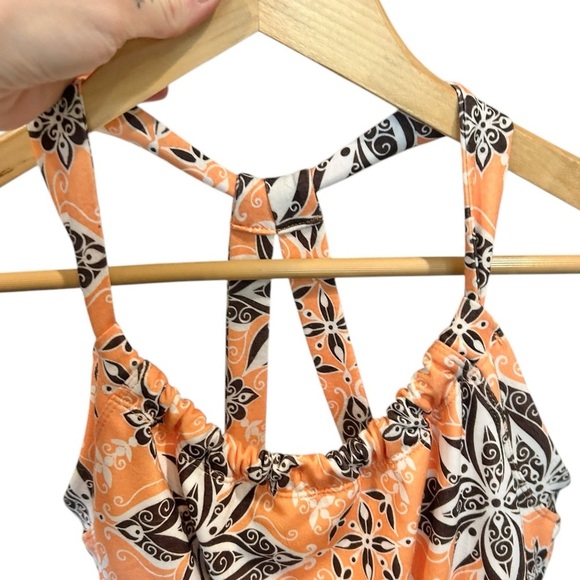 Prana Small Athletic Top Quinn Chakara Floral Orange & Brown Size Small Athlete - Picture 4 of 6